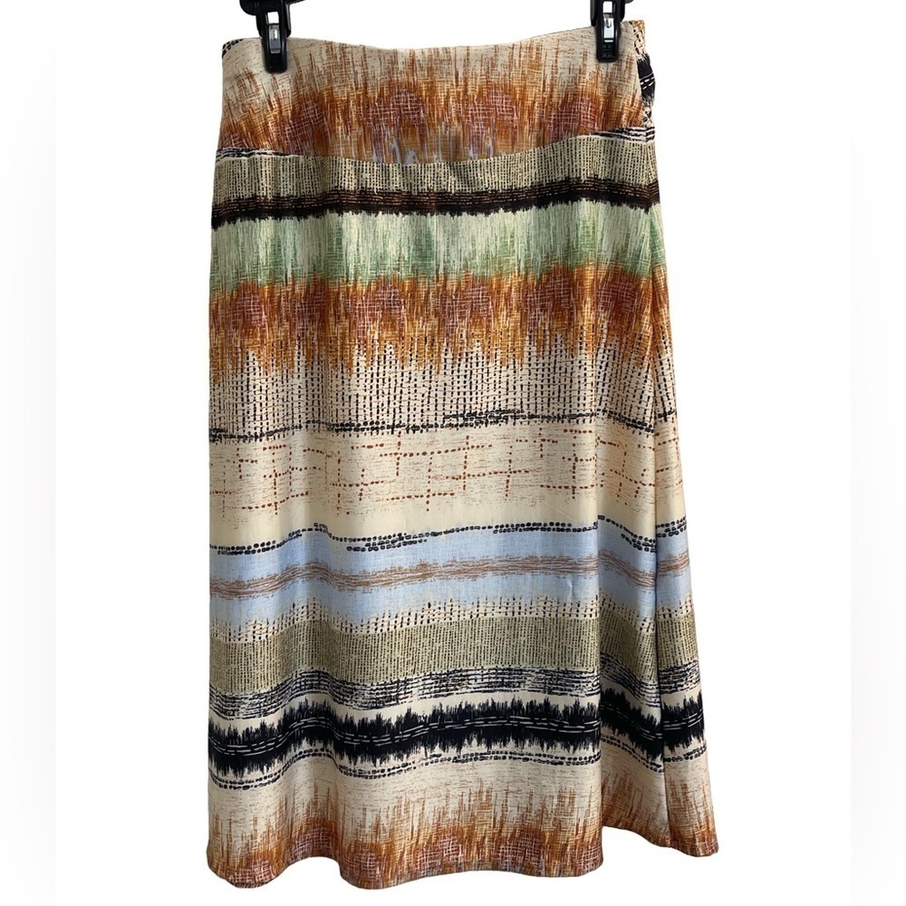 Robert Louis Petite Skirt - Orange/Sage Print Size Women’s Petite Medium